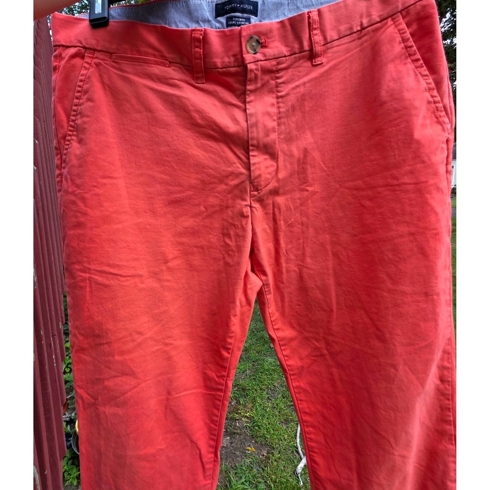 Tommy Hilfiger Mens Custom Fit Chino Pants Light Pink 36x30 Stretch Cotton